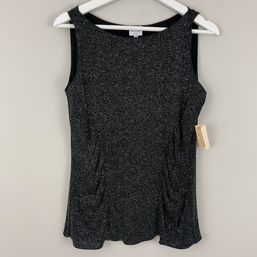 Armani Collezioni Shimmer Glitter Top Sleeveless Ruching Made in Italy